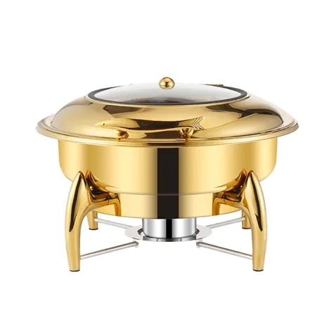 Soga Round Stainless Steel Chafing Dish with Top Lid Gold Image 1