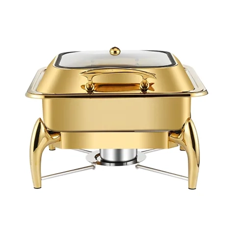 Soga Square Stainless Steel Chafing Dish with Top Lid Gold Image 1