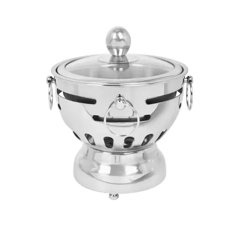 Soga Round Stainless Steel Single Hot Pot with Glass Lid 18.5cm Image 1