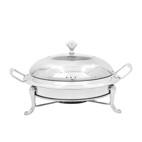 Soga Round Stainless Steel Chafing Dish with Glass Top Lid Silver Image 1