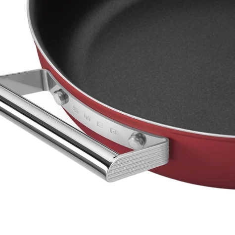 Smeg Non Stick Chef's Pan with Lid 28cm - 3.7L Red Image 10