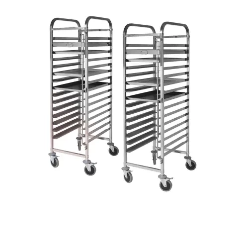 Soga Stainless Steel Gastronorm Trolley 15 Tier Suits 60x40cm Trays Set of 2 Image 1