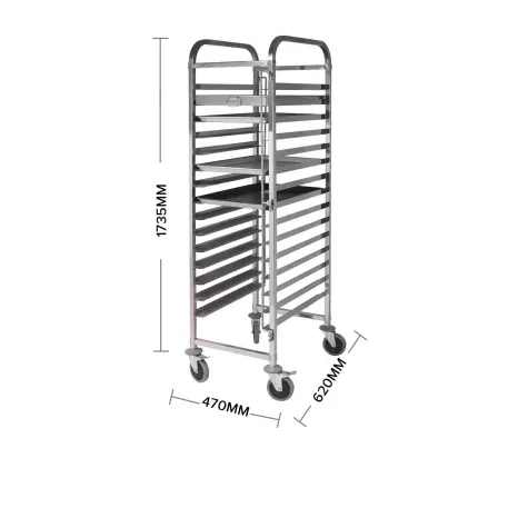Soga Stainless Steel Gastronorm Trolley 15 Tier Suits 60x40cm Trays Set of 2 Image 2