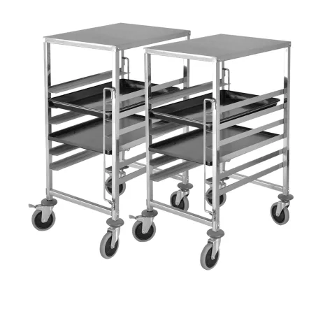 Soga Stainless Steel Gastronorm Trolley 7 Tier Suits 60x40cm Trays Set of 2 Image 1