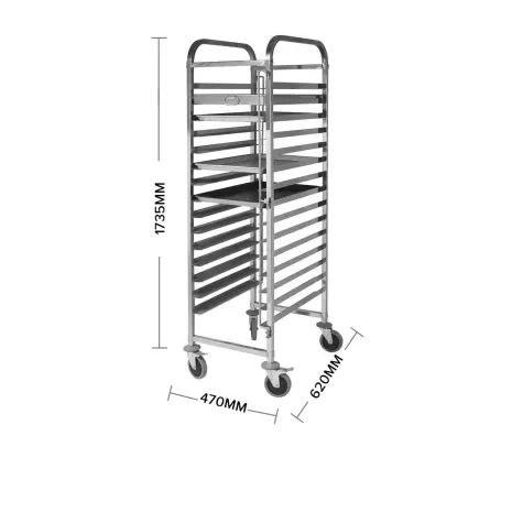 Soga Stainless Steel Gastronorm Trolley 15 Tier Suits 60x40cm Trays Image 2