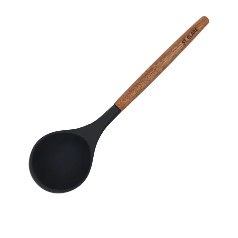 St. Clare Silicone Ladle with Acacia Handle Black Image 1