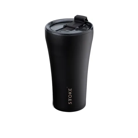Sttoke Ceramic Reusable Coffee Cup 350ml (12oz) Luxe Black Image 1
