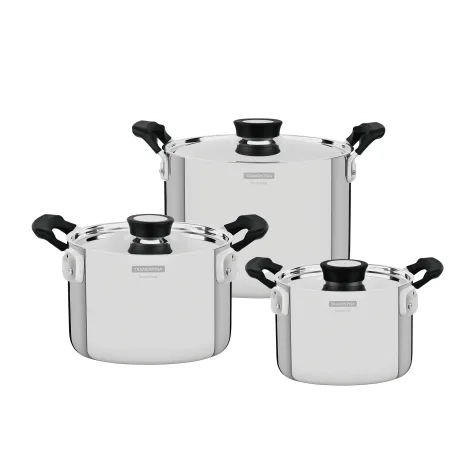Tramontina Grano Collection 3pc Stainless Steel Cookware Set Image 1