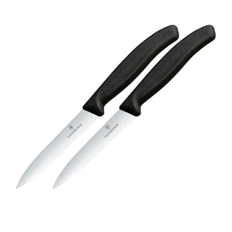 Victorinox Swiss Classic Serrated Vegetable Knife 10cm Black Set of 2 Image 1