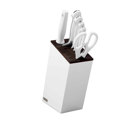 Wusthof Classic White 7pc Slim Knife Block Set with Santoku Knife Image 1