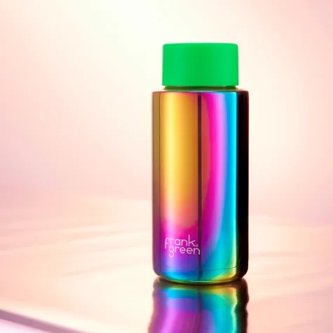 Frank Green Chrome Ceramic Reusable Bottle with Straw 1L (34oz) Rainbow Image 2