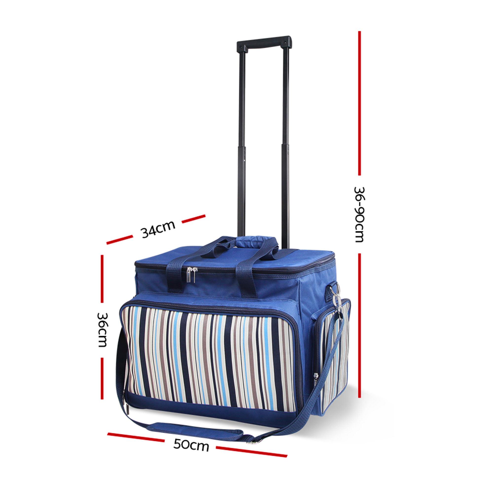 Alfresco 6 Person Insulated Picnic Bag Trolley Set Blue Image 3
