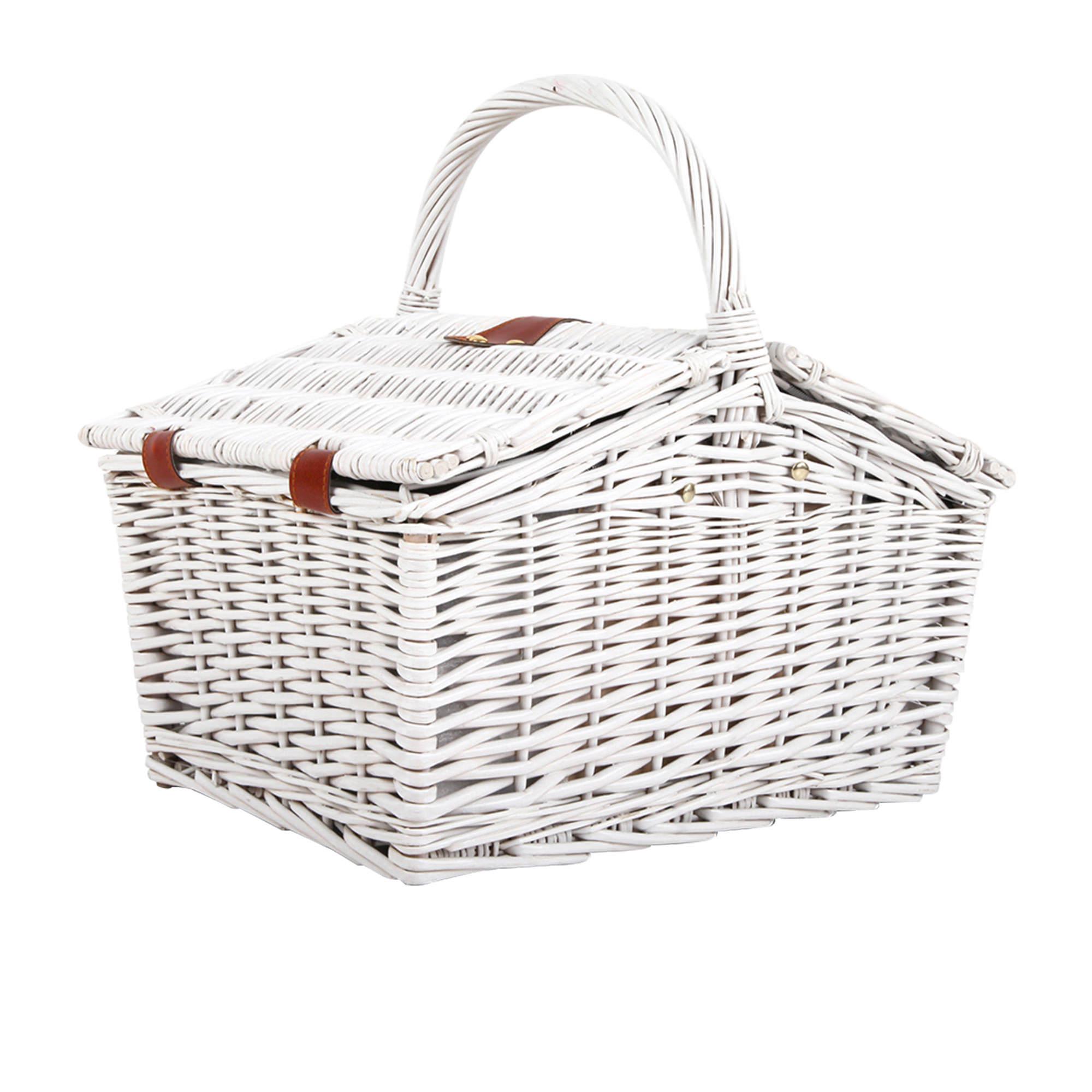 Alfresco 2 Person Deluxe Picnic Basket with Black/White Check Blanket Image 3