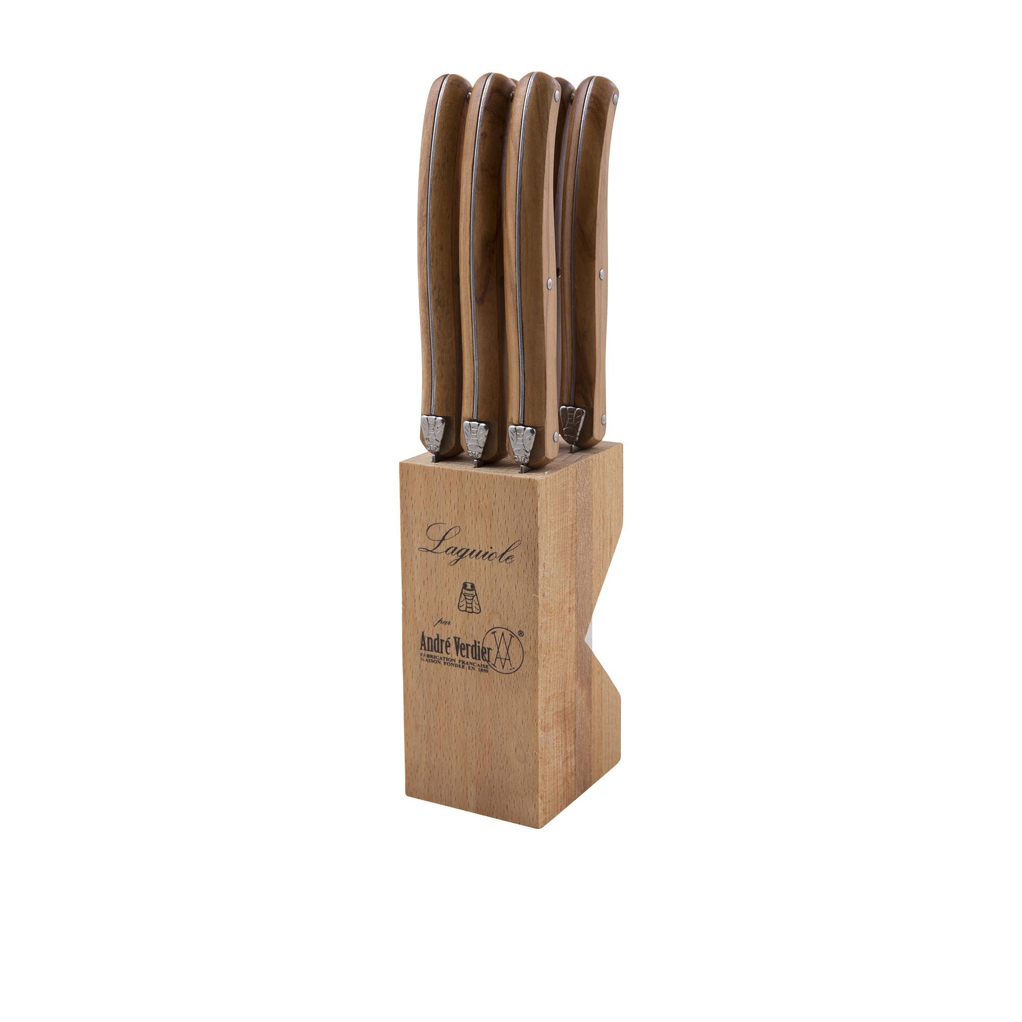 Laguiole by Andre Verdier Debutant Serrated Knife Set 6pc Olive Wood Image 1