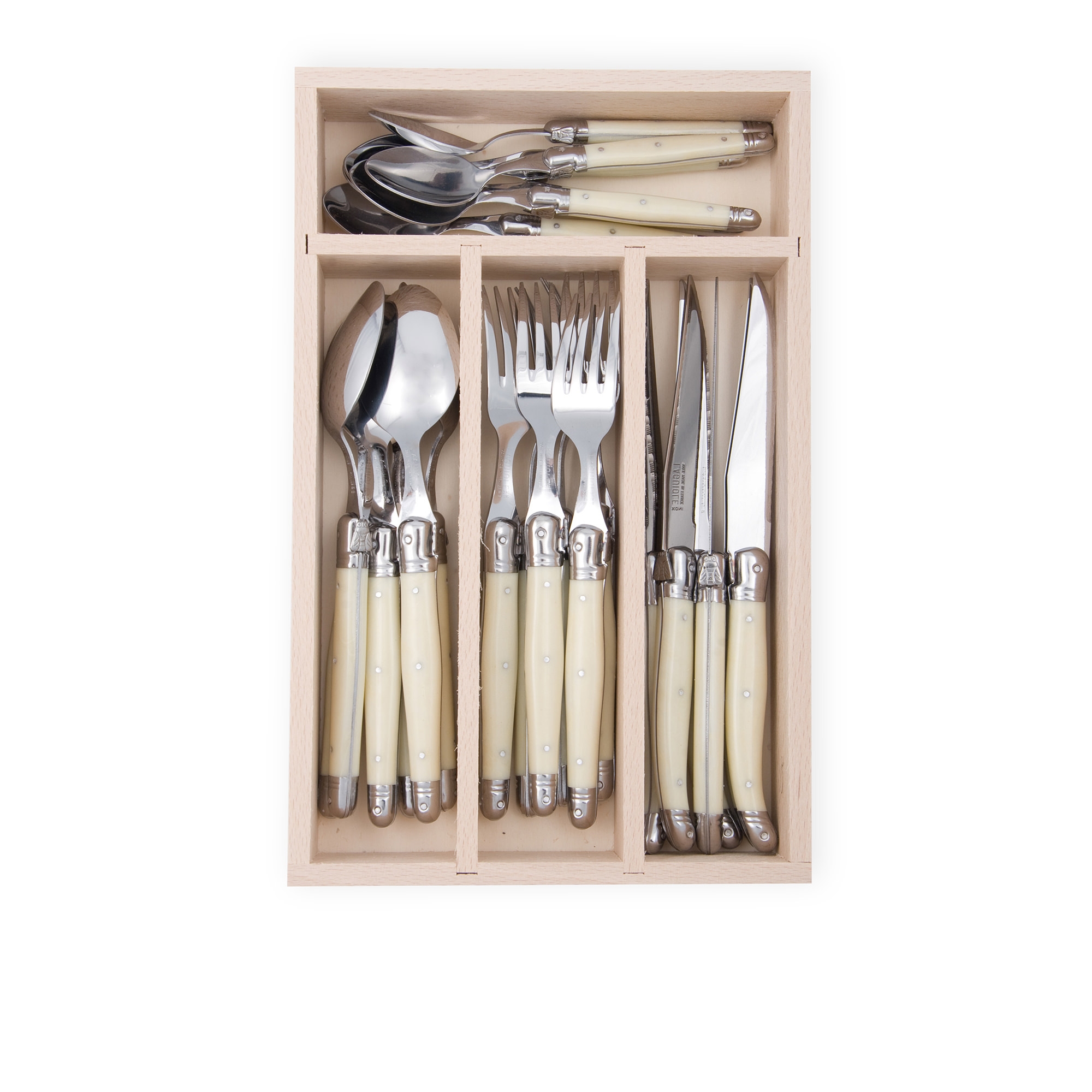Laguiole by Andre Verdier Debutant Cutlery Set 24pc Ivory Image 1