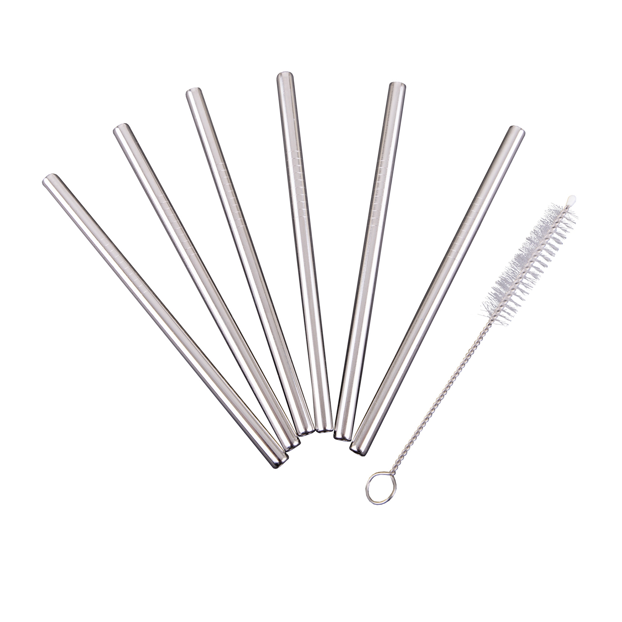 Appetito Stainless Steel Cocktail Straw with Brush Set of 6 Image 1