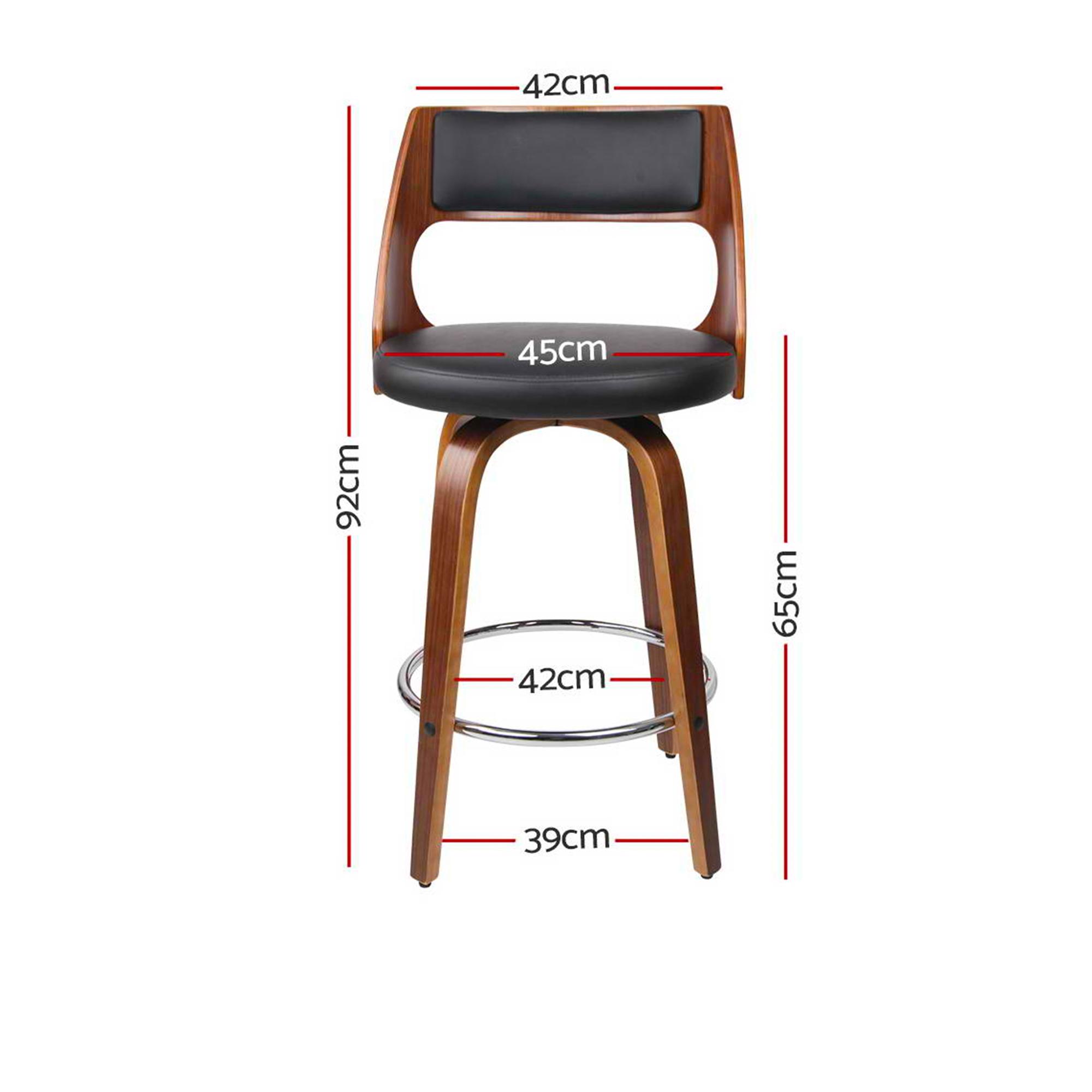 Artiss Bar Stool with Chrome Footrest Set of 2 Black Image 6