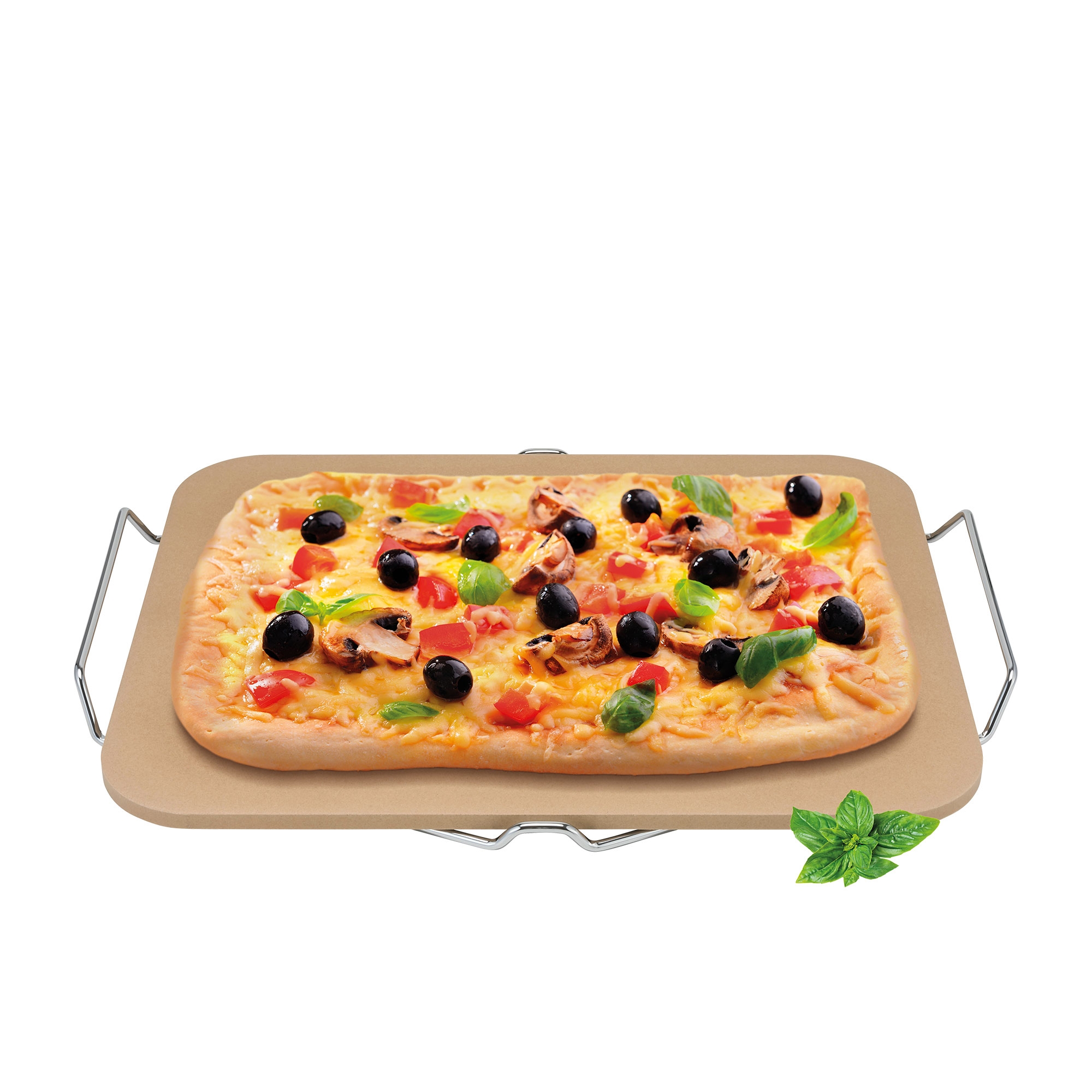 Avanti Rectangular Pizza Stone with Rack 38x30cm Image 1