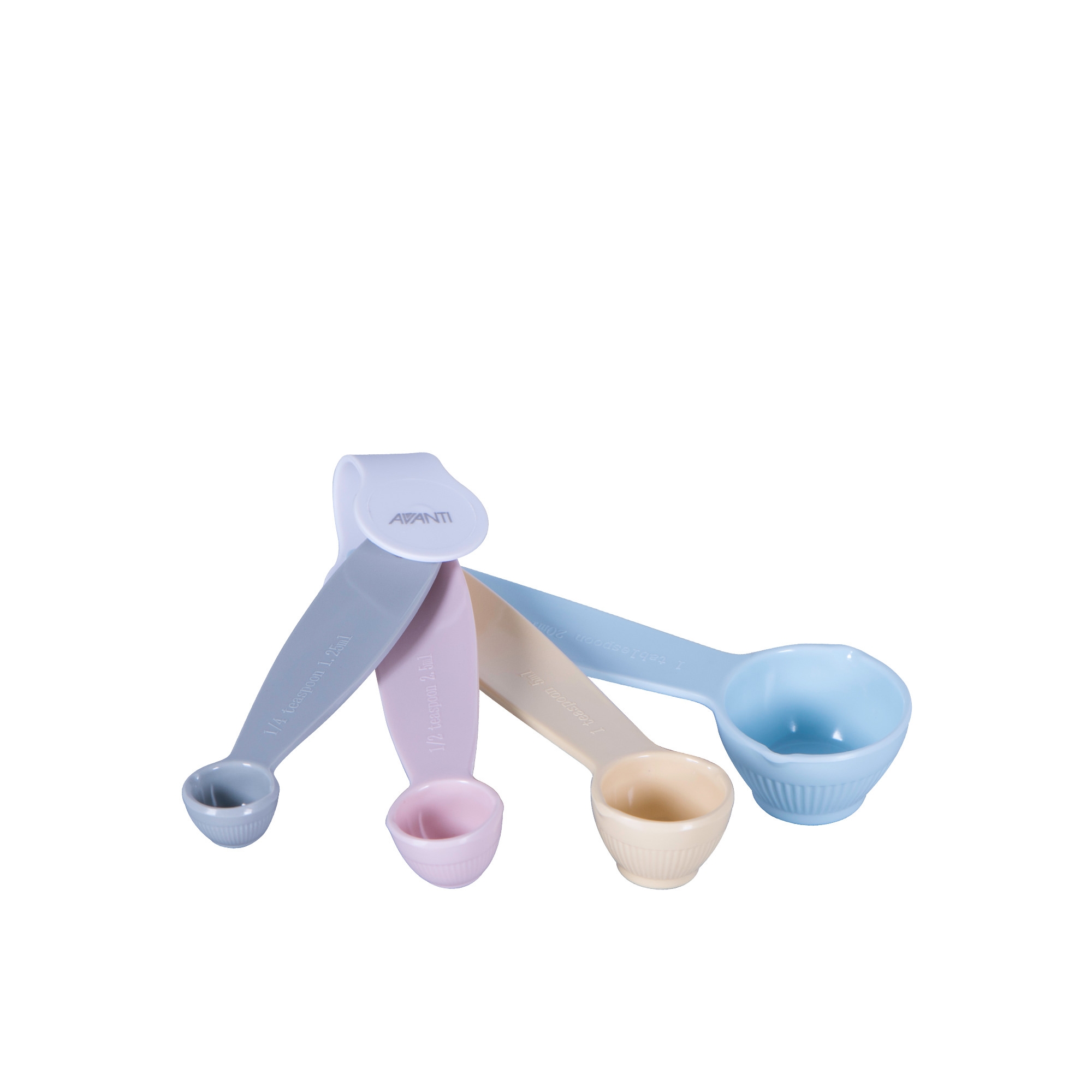 Avanti Ribbed Measuring Spoon Set 4pc Pastel Image 1