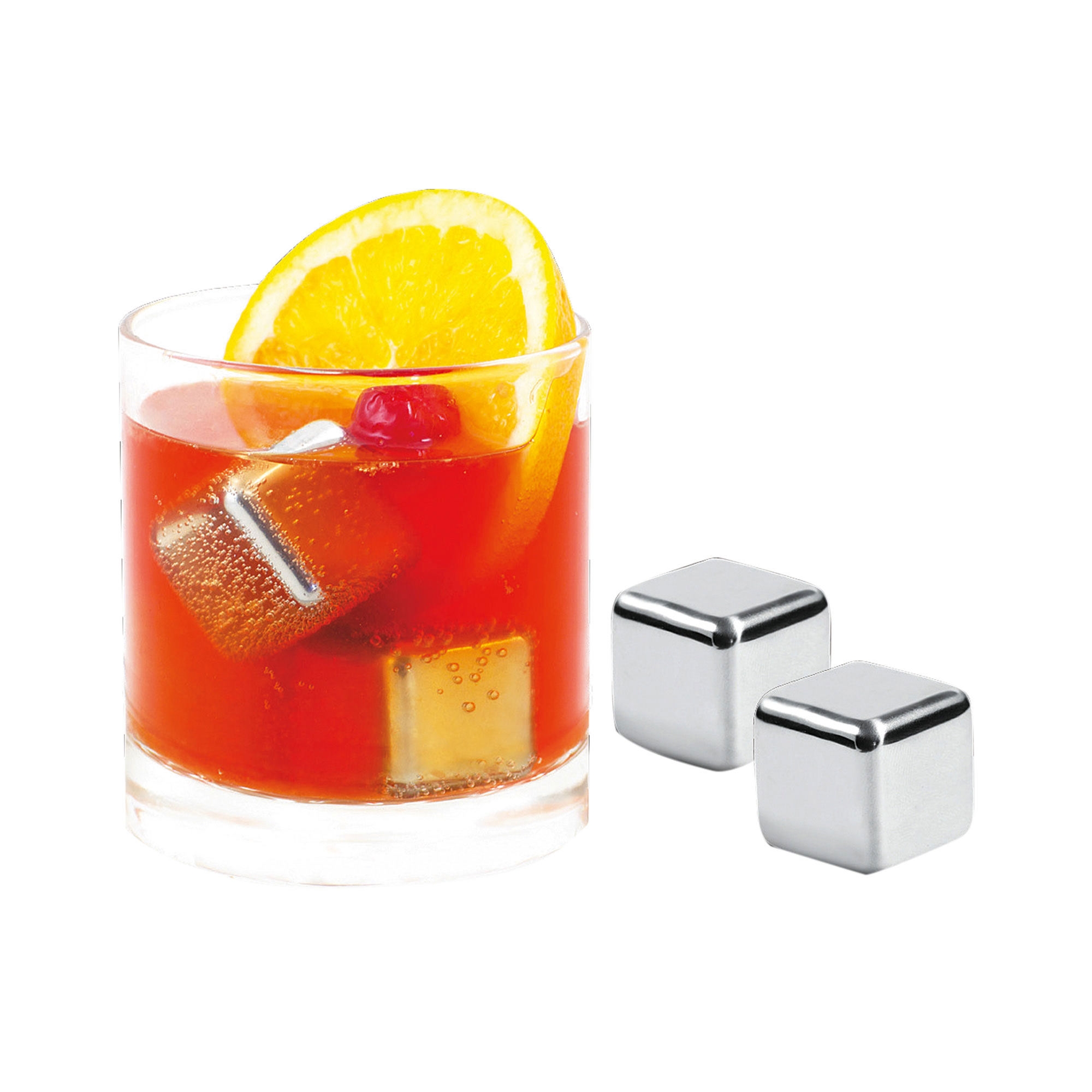 Avanti Stainless Steel Ice Cubes With Velvet Pouch Set of 4 Image 1