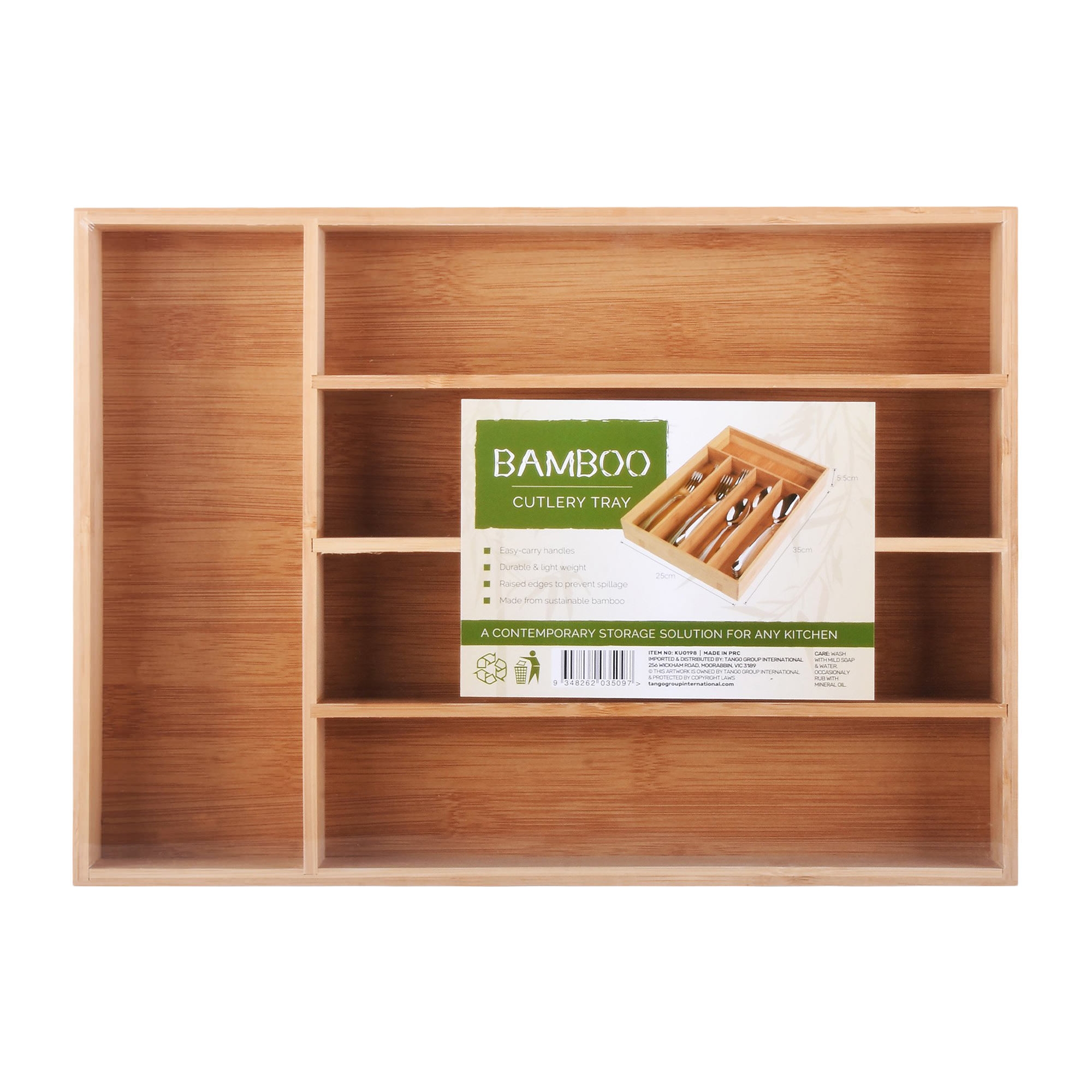 Living Today Bamboo Cutlery Tray 5 Compartment Image 2