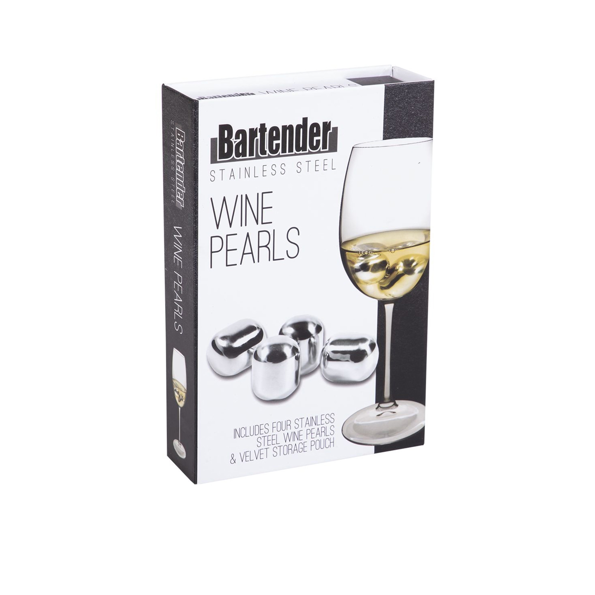 Bartender Stainless Steel Wine Pearls with Bag Set of 4 Image 2