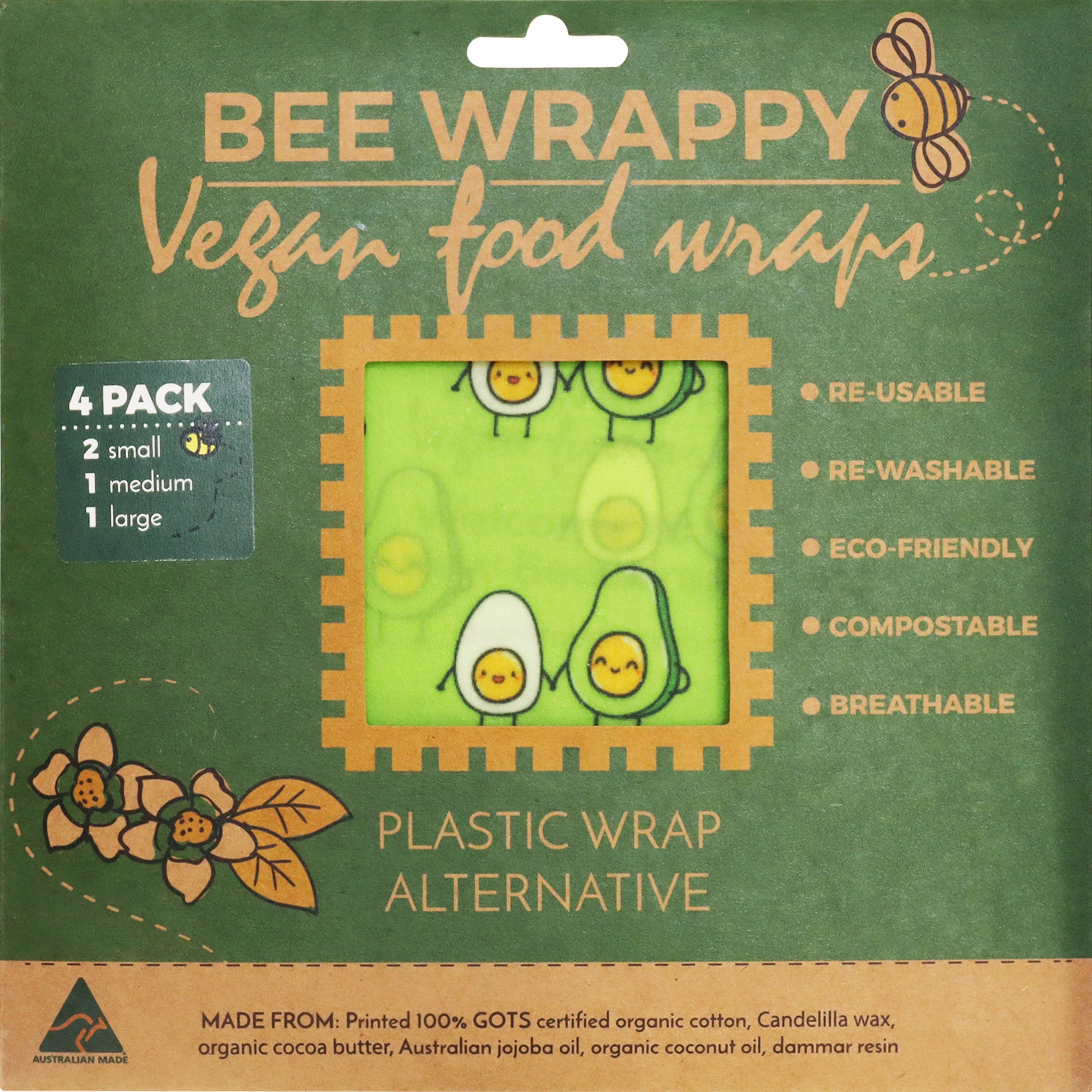 Bee Wrappy Vegan Food Wraps Set of 4 Image 1