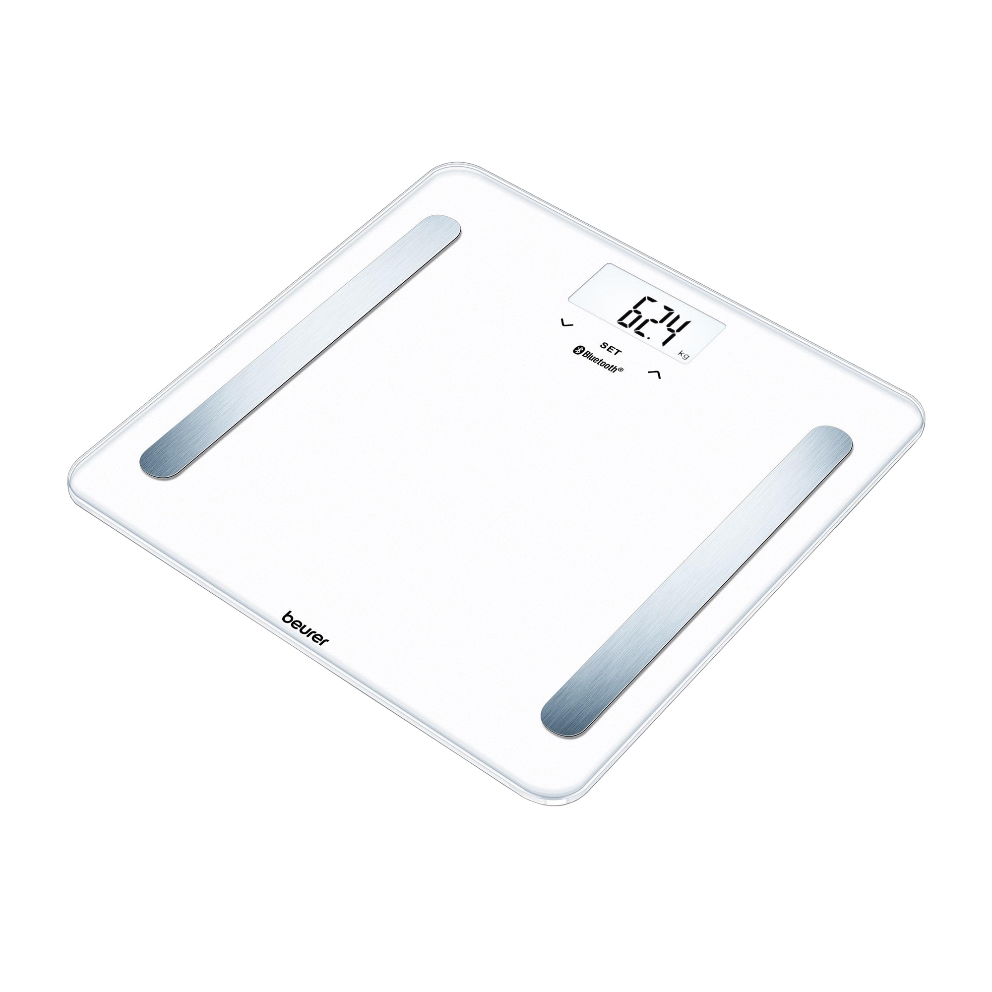 Beurer Bluetooth Glass Body Fat Bathroom Scale White Image 1