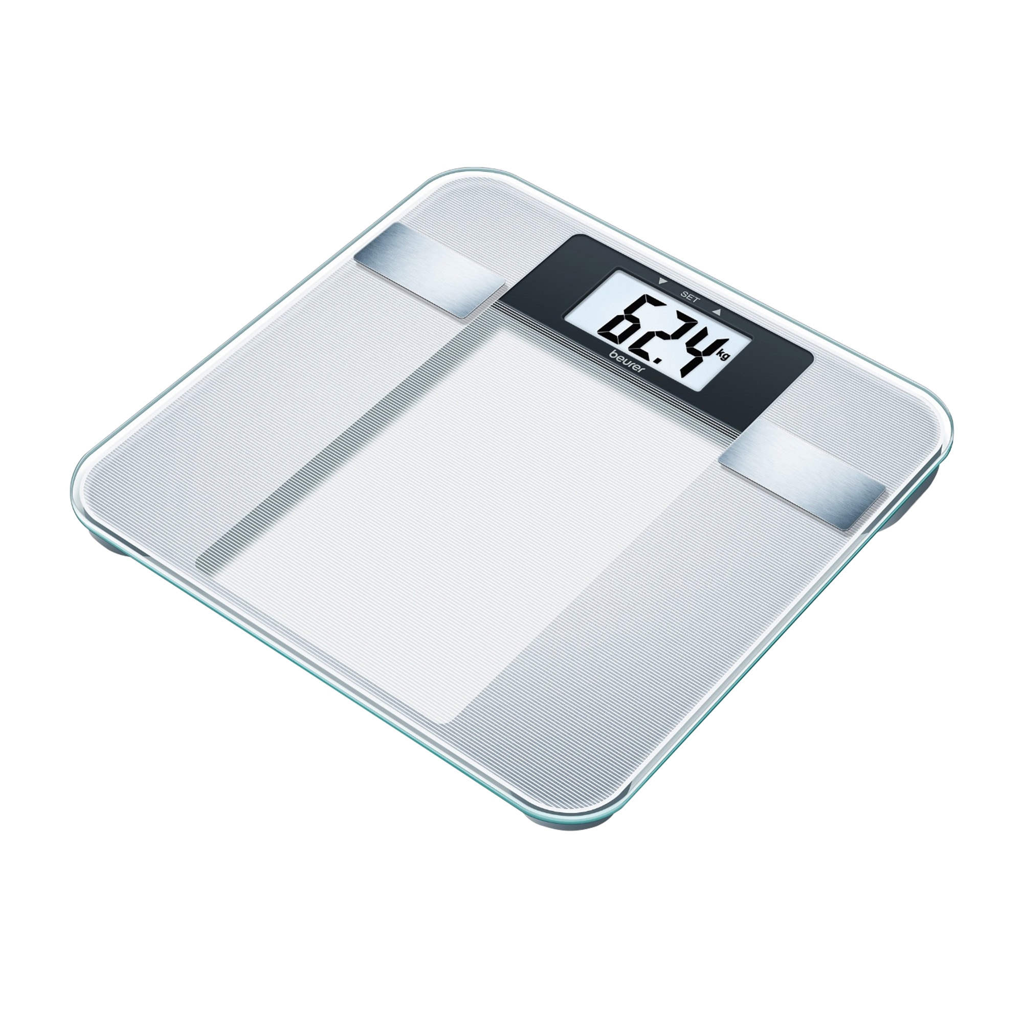 Beurer Digital Glass Body Fat Bathroom Scale Silver Image 1