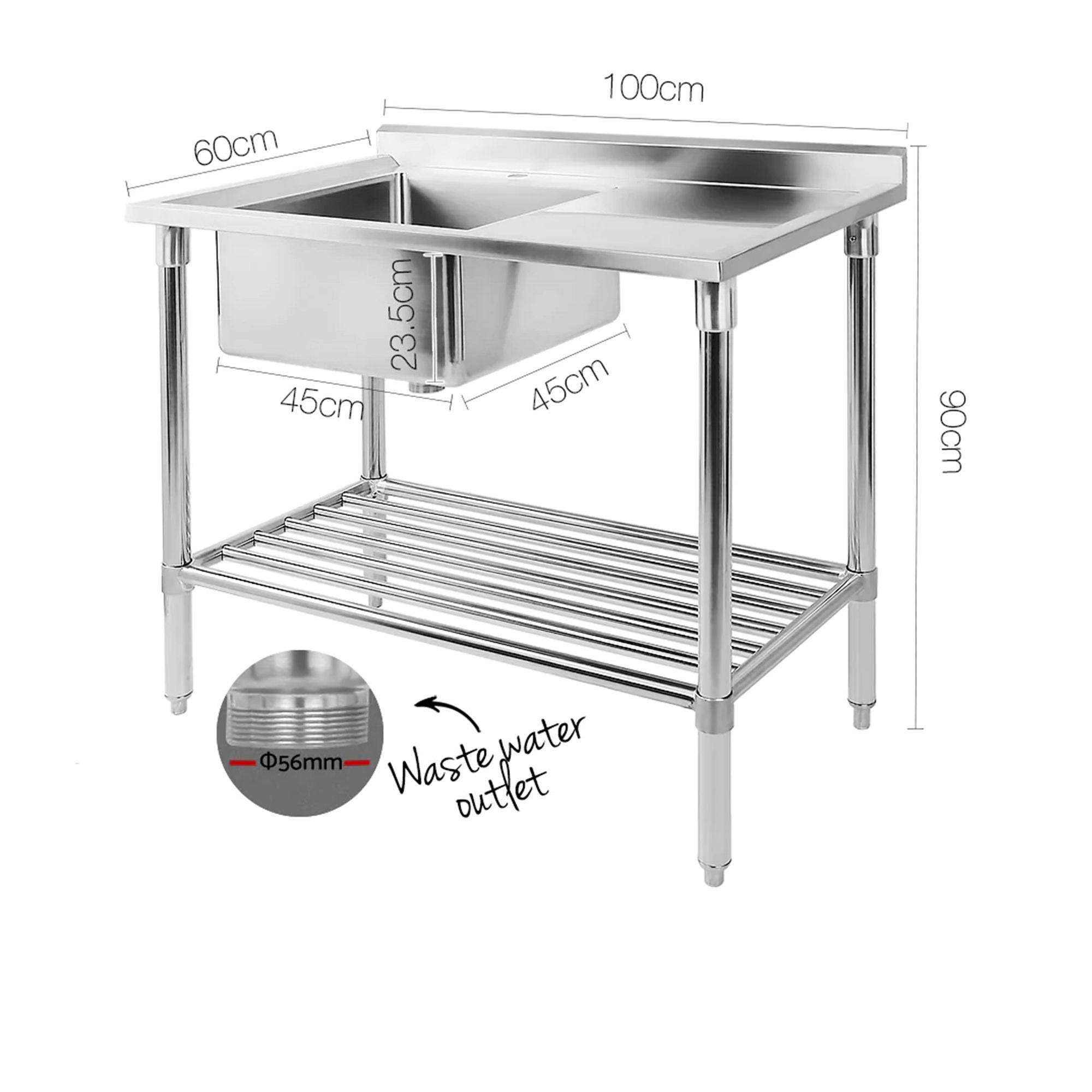 Cefito 304 Stainless Steel Kitchen Bench with Sink 100x60cm Image 3