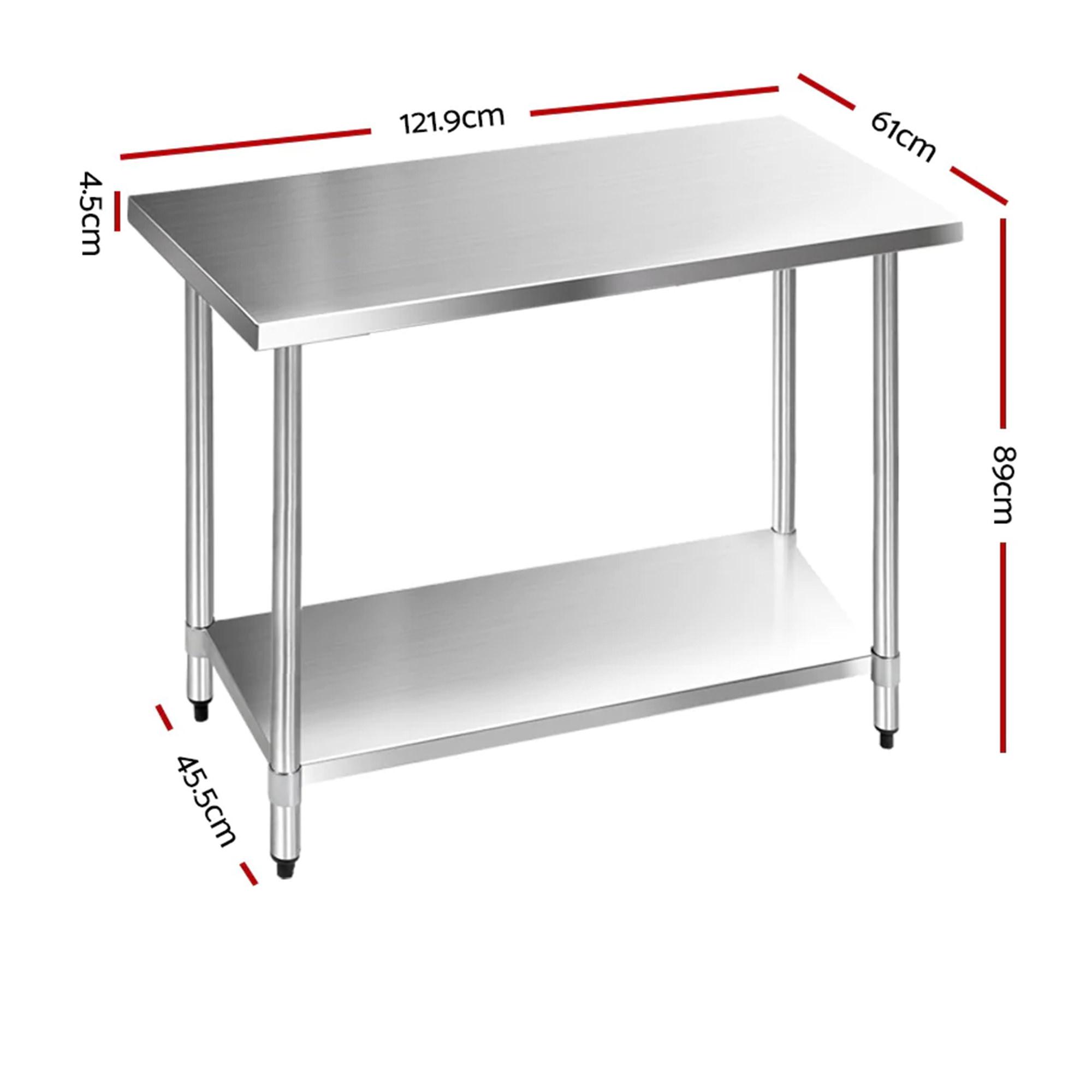 Cefito 430 Stainless Steel Kitchen Bench 121.9x61cm Image 3