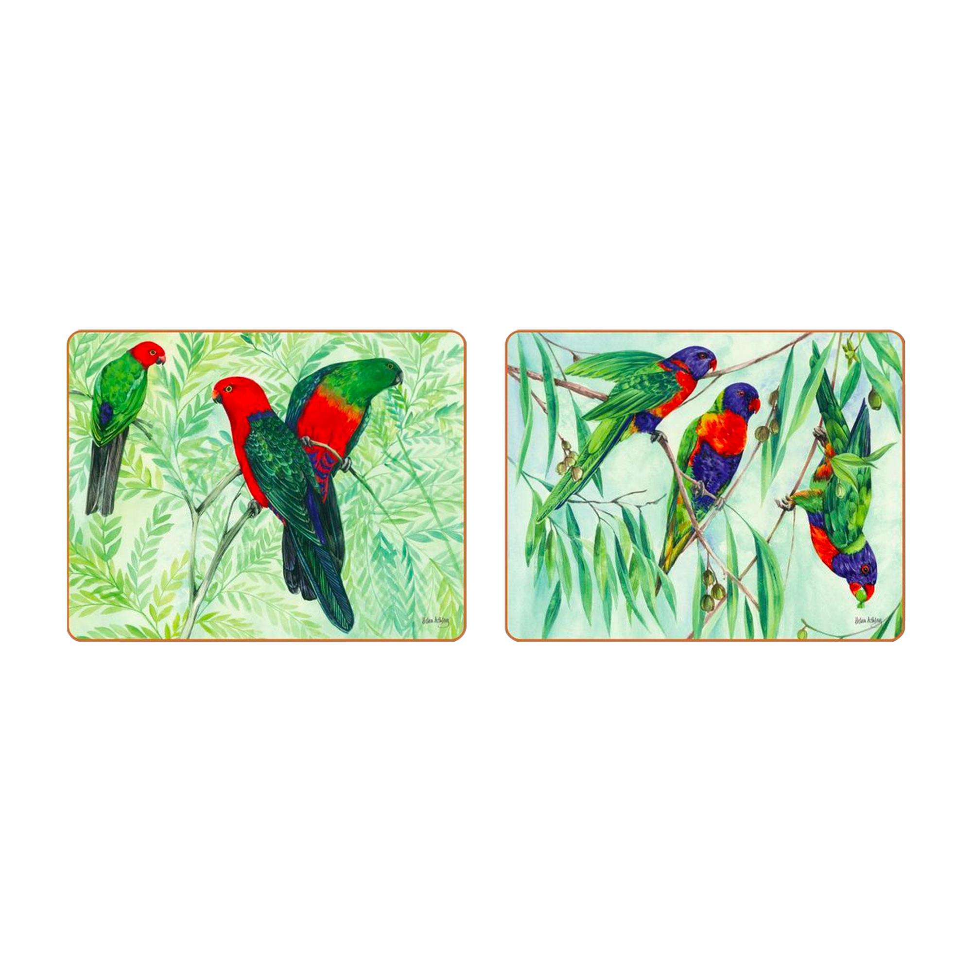 Cinnamon Rectangular Coaster Set of 6 Australian Parrots Image 3