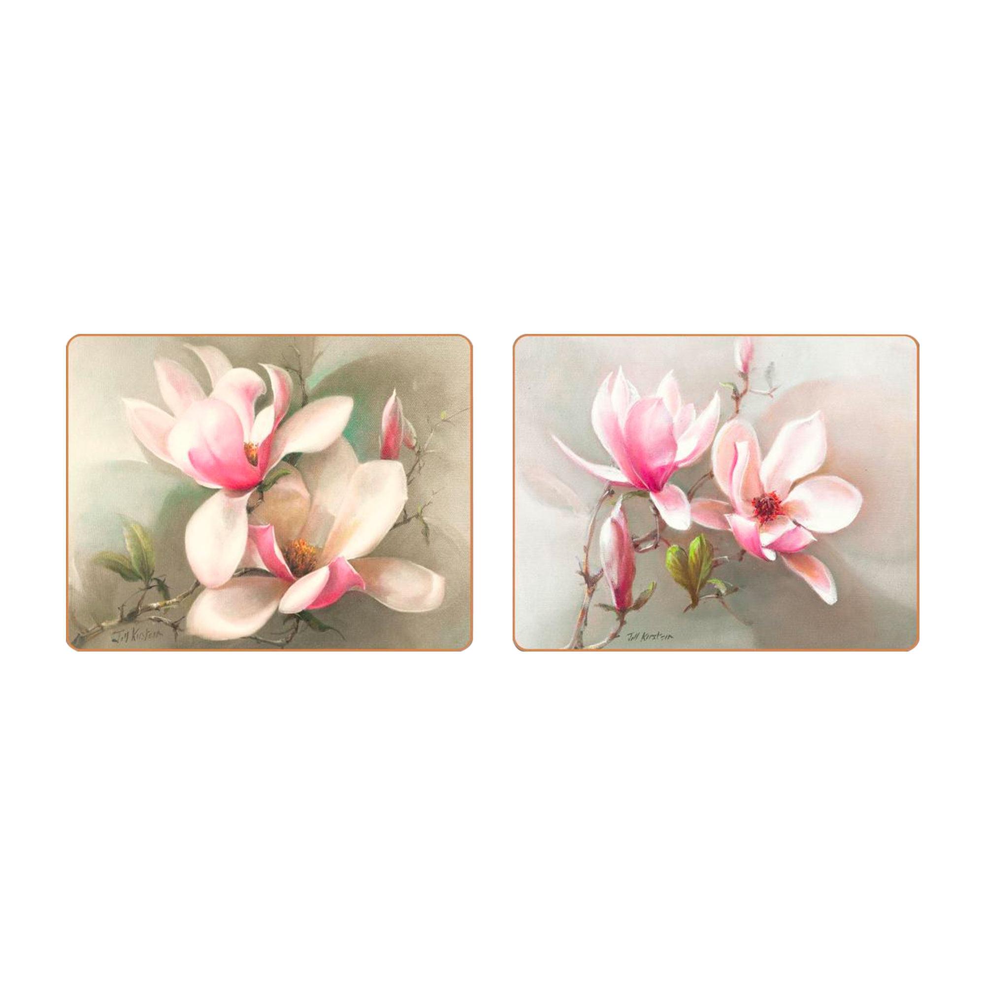 Cinnamon Rectangular Coaster Set of 6 Magnolias Image 4