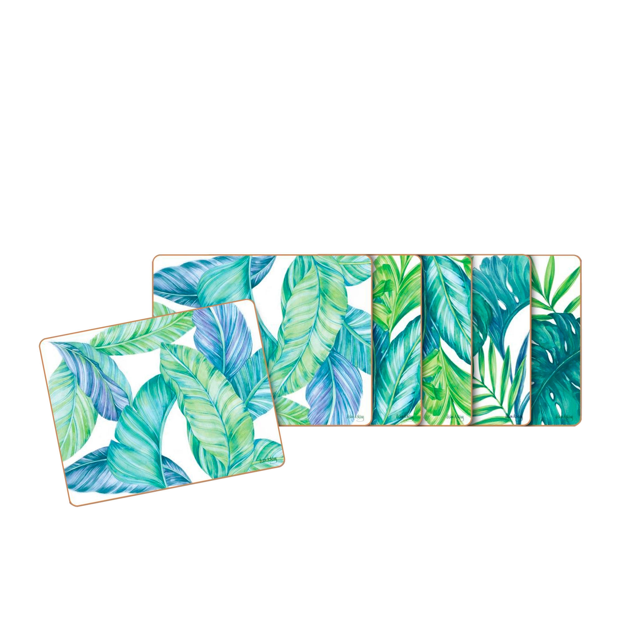 Cinnamon Rectangular Coaster Set of 6 Tropical Leaves Image 1