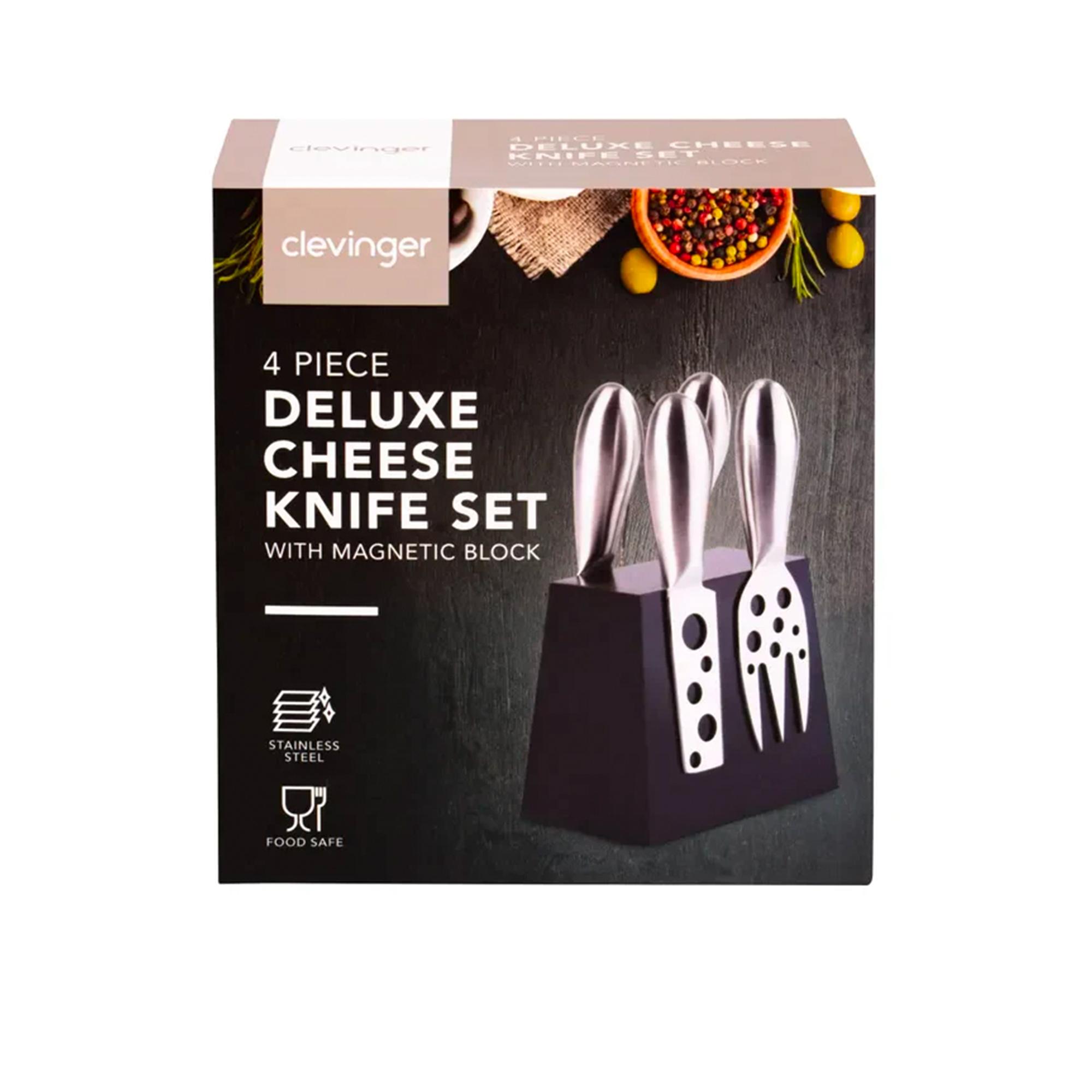 Clevinger Stainless Steel Hobson Cheese Knife Set with Magnetic Block Set of 4 Image 3