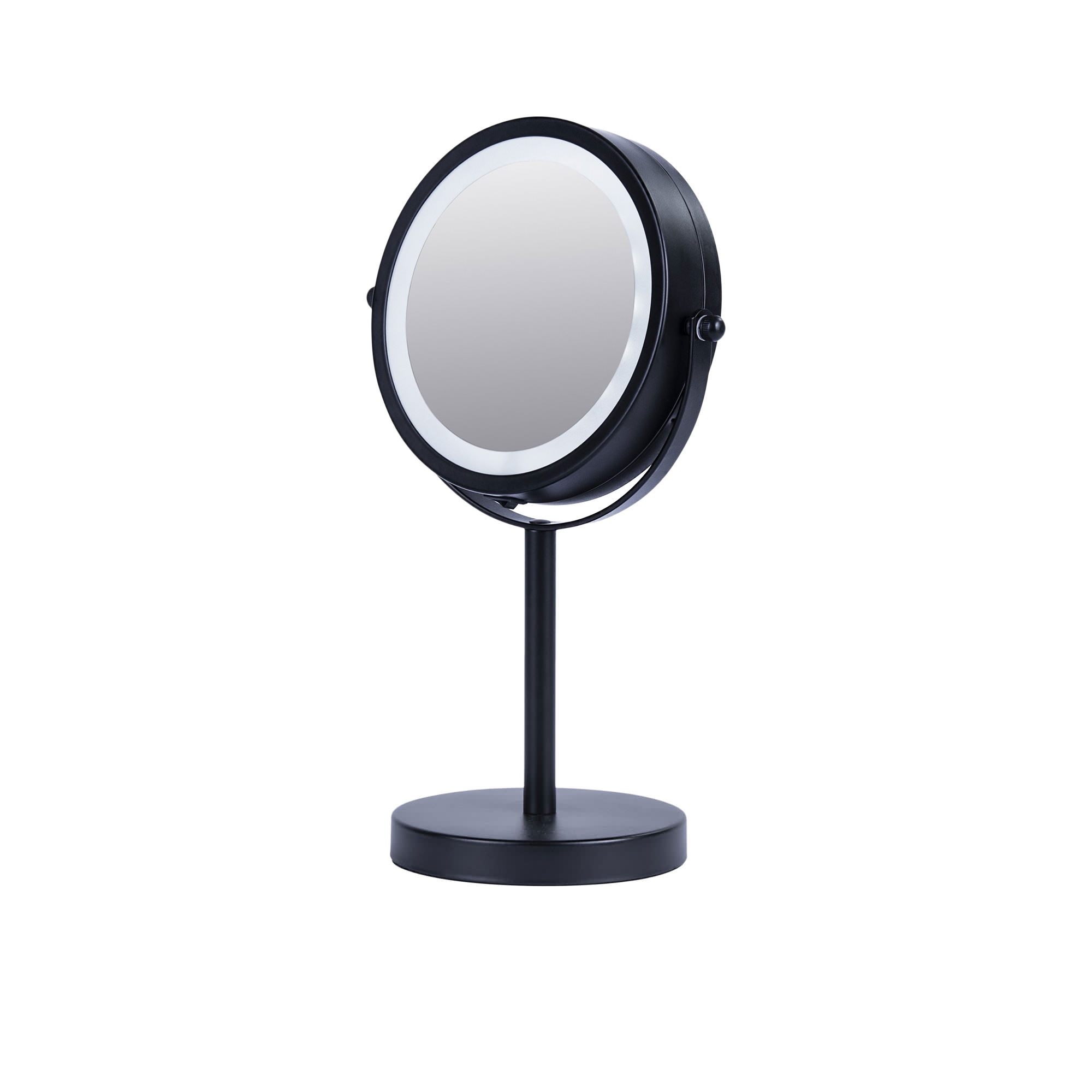 Clevinger Lisbon Round Vanity Mirror with Led Lights Black Image 1