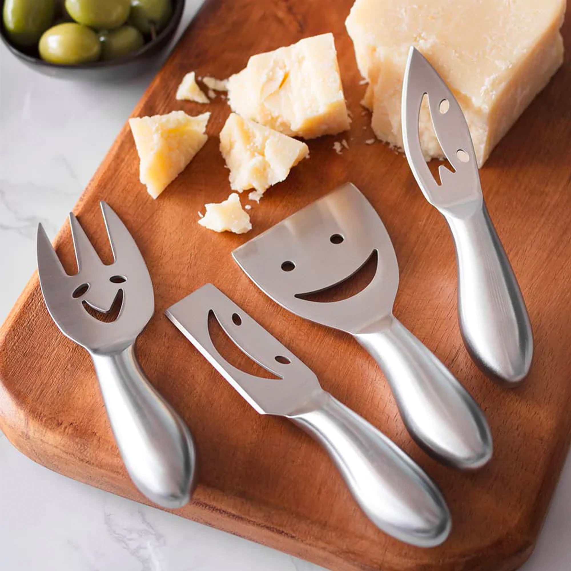 Clevinger Stainless Steel Merrivale Smiley Cheese Knife Set Set of 4 Image 2
