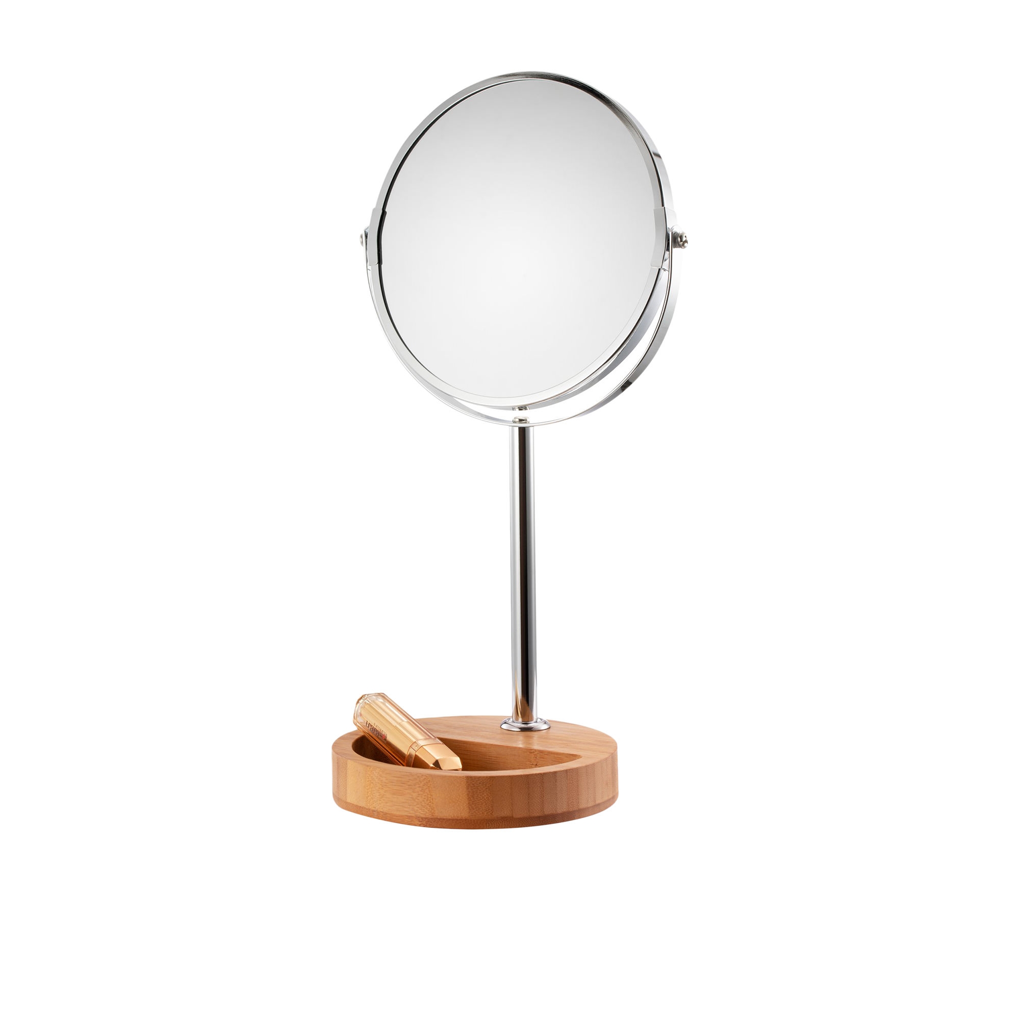 Clevinger Verona Round Vanity Mirror with Bamboo Base Silver Image 1