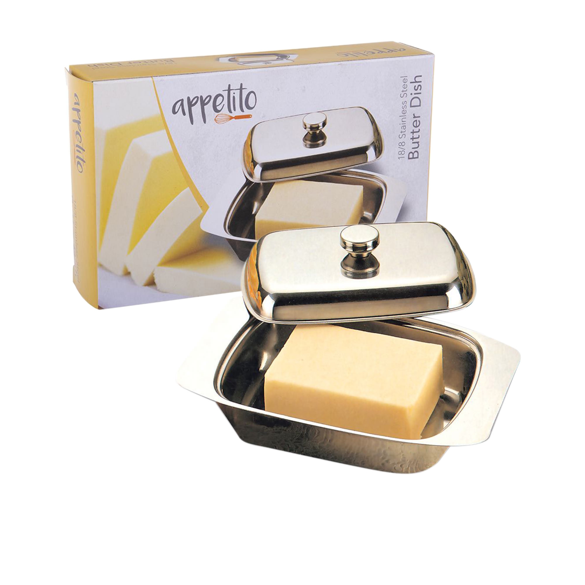 Appetito Stainless Steel Butter Dish with Cover Image 2
