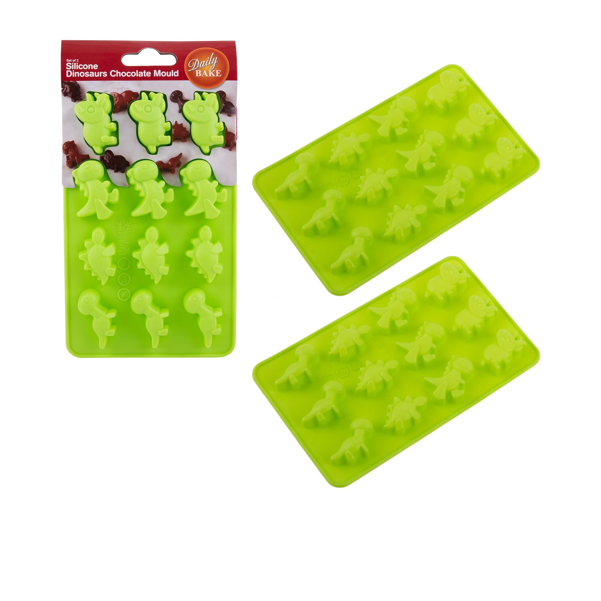 Daily Bake Dinosaur 12 Cup Chocolate Mould Set 2pc Green Image 3