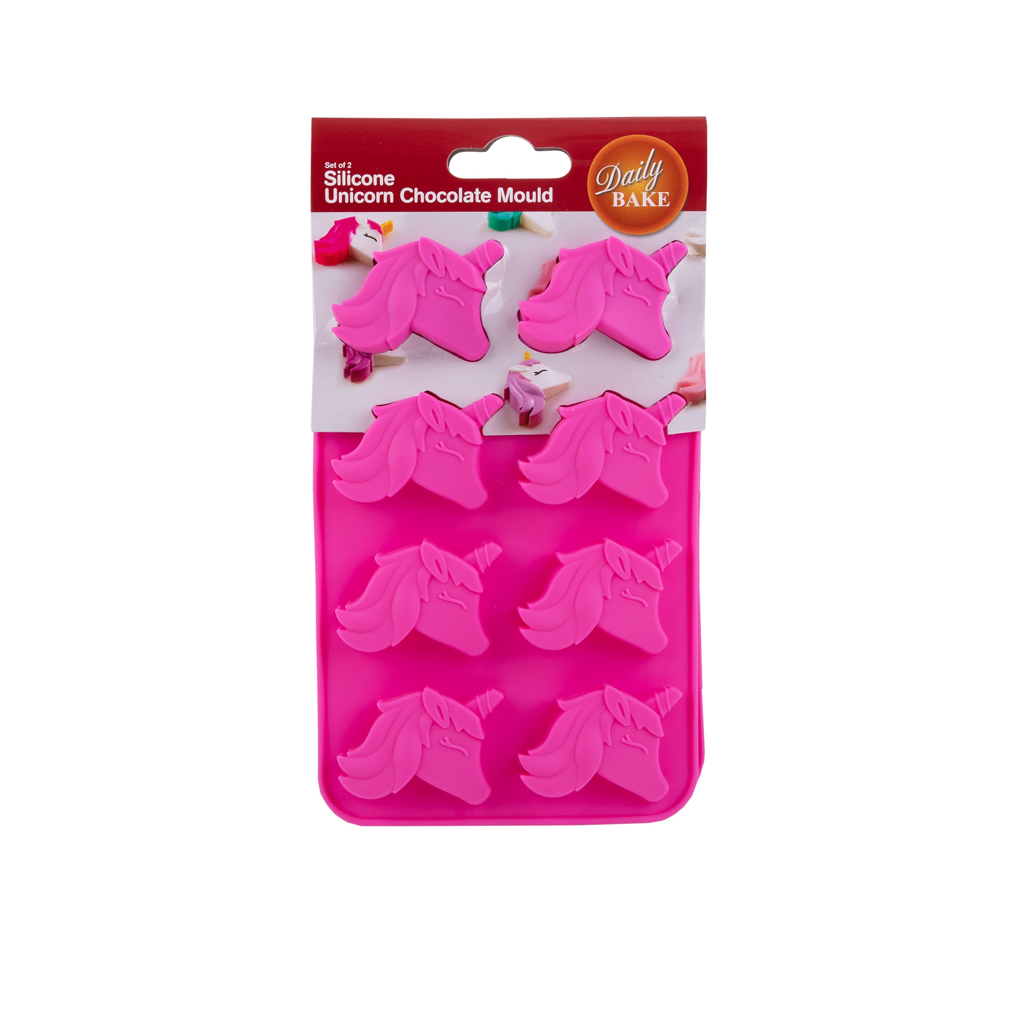 Daily Bake Unicorn Chocolate Mould 8 Cup Set of 2 Pink Image 2