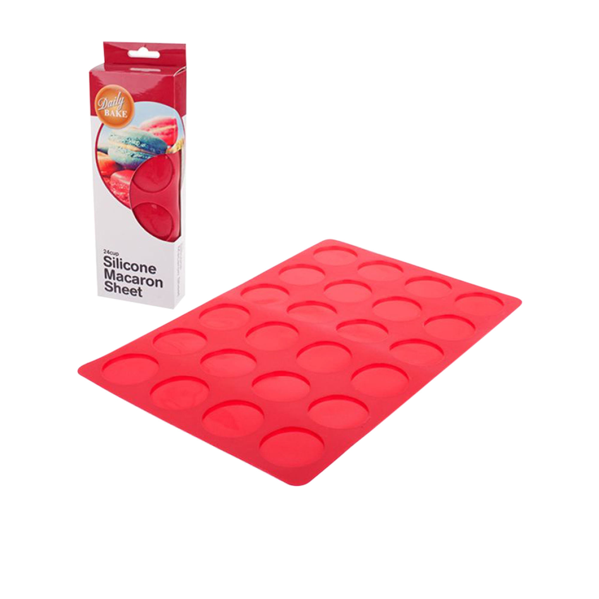 Daily Bake Silicone Macaron Sheet 24 Cup Red Image 1