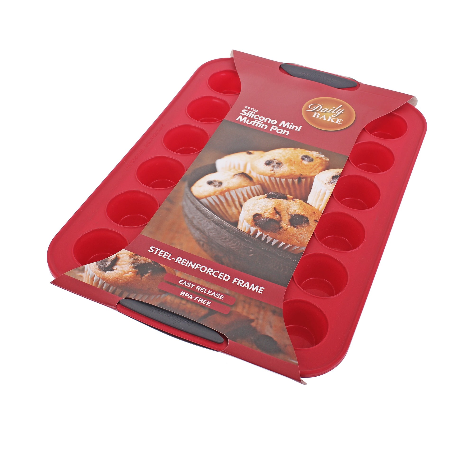 Daily Bake Silicone Mini Muffin Pan 24 Cup Red Image 2