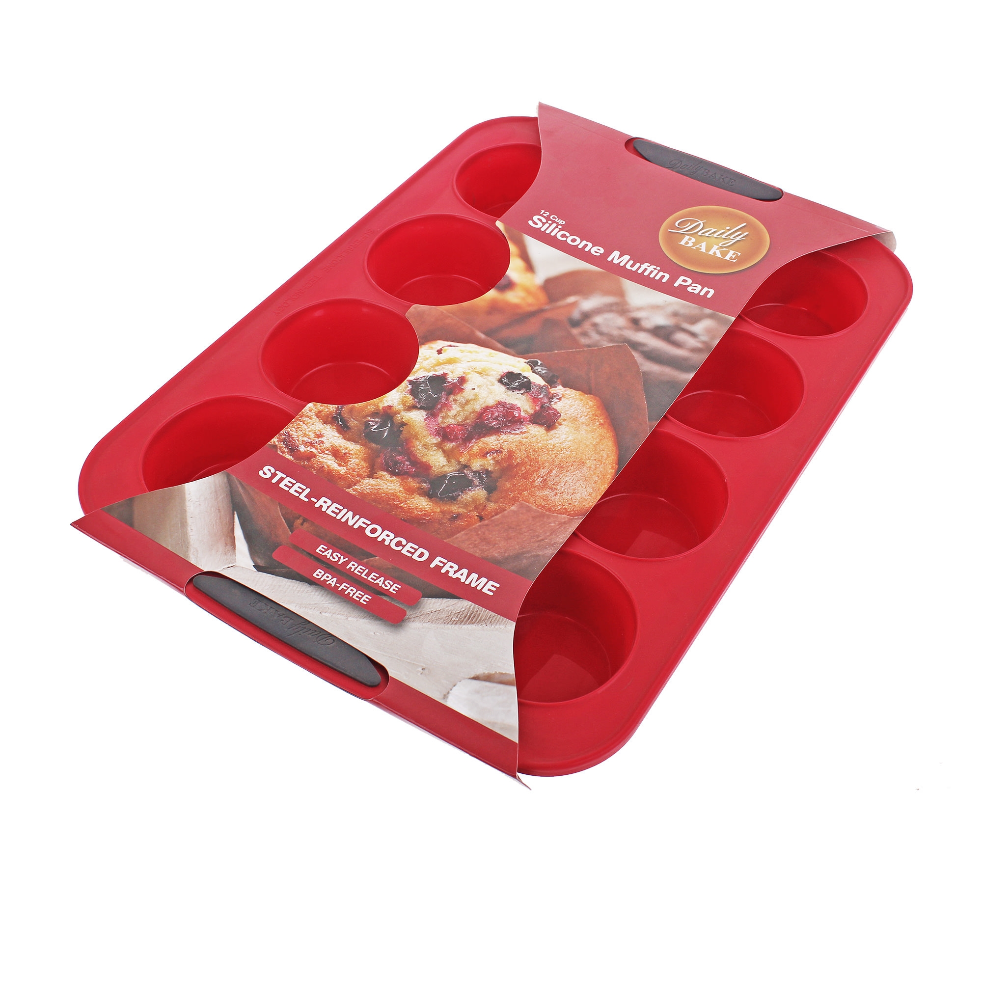 Daily Bake Silicone Muffin Pan 12 Cup Red Image 2