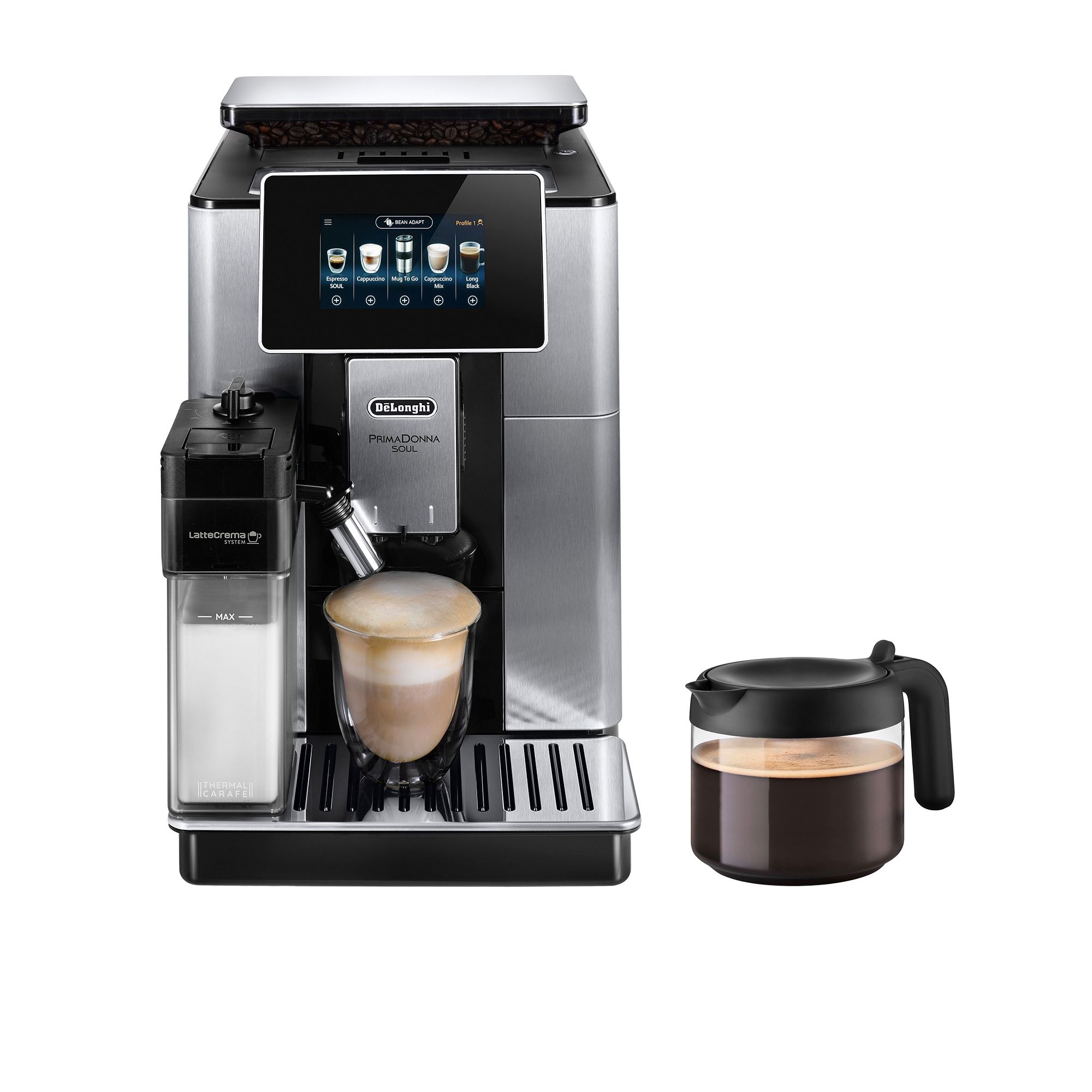 DeLonghi PrimaDonna Soul ECAM61075MB Fully Automatic Coffee Machine Black Image 1