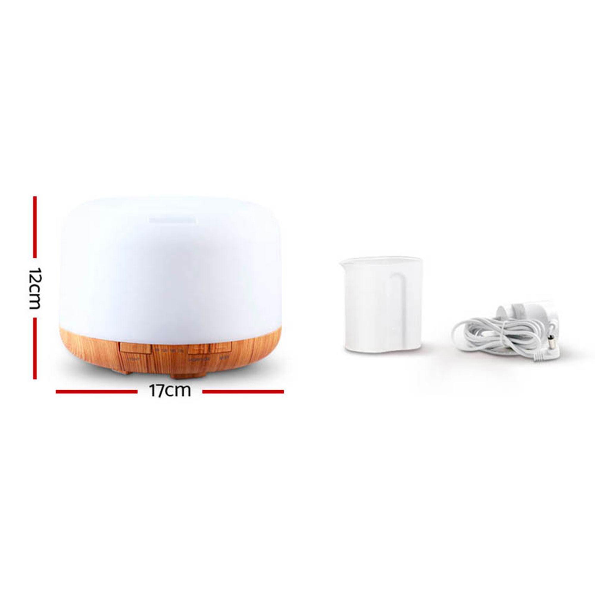 Devanti Aroma Diffuser with Light Wood Base 500ml White Image 3