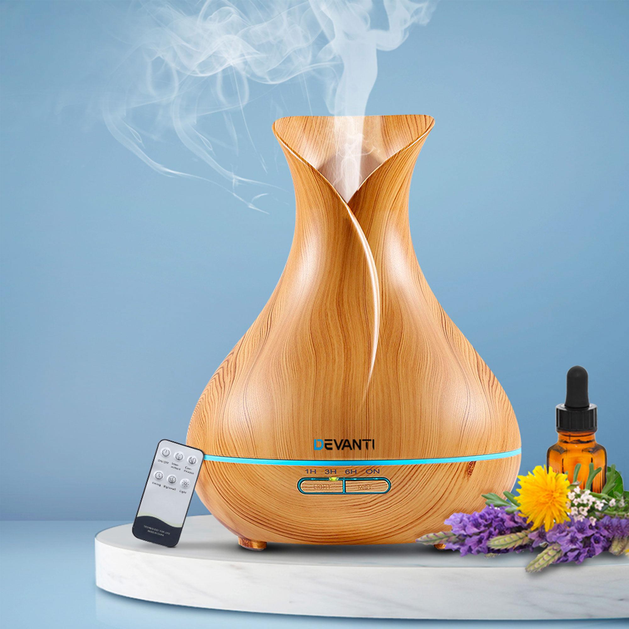 Devanti Aroma Diffuser 400ml Light Wood Vase Image 2