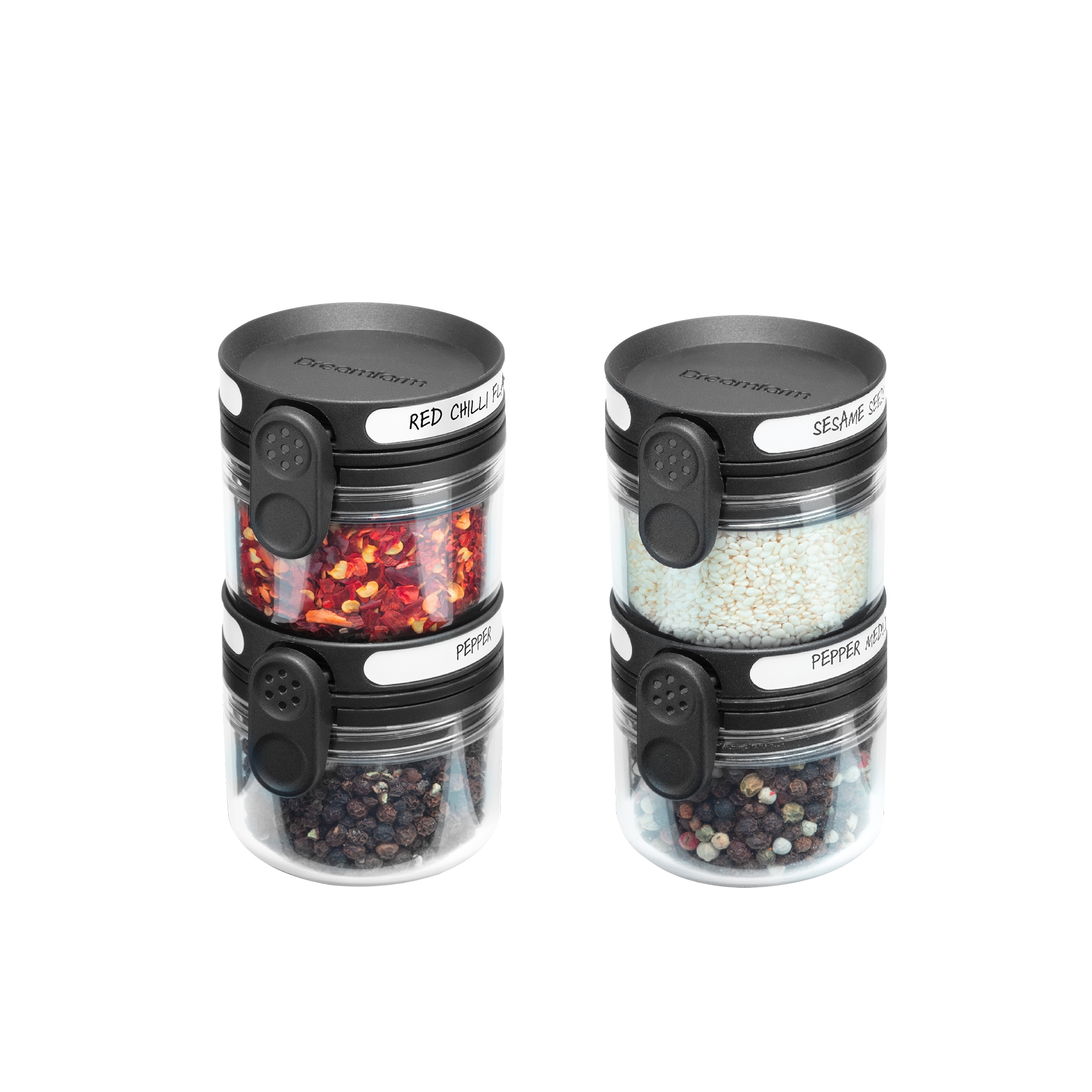 Dreamfarm Orlid Lite Flip Lid Stackable Spice Jar Set of 4 Image 1