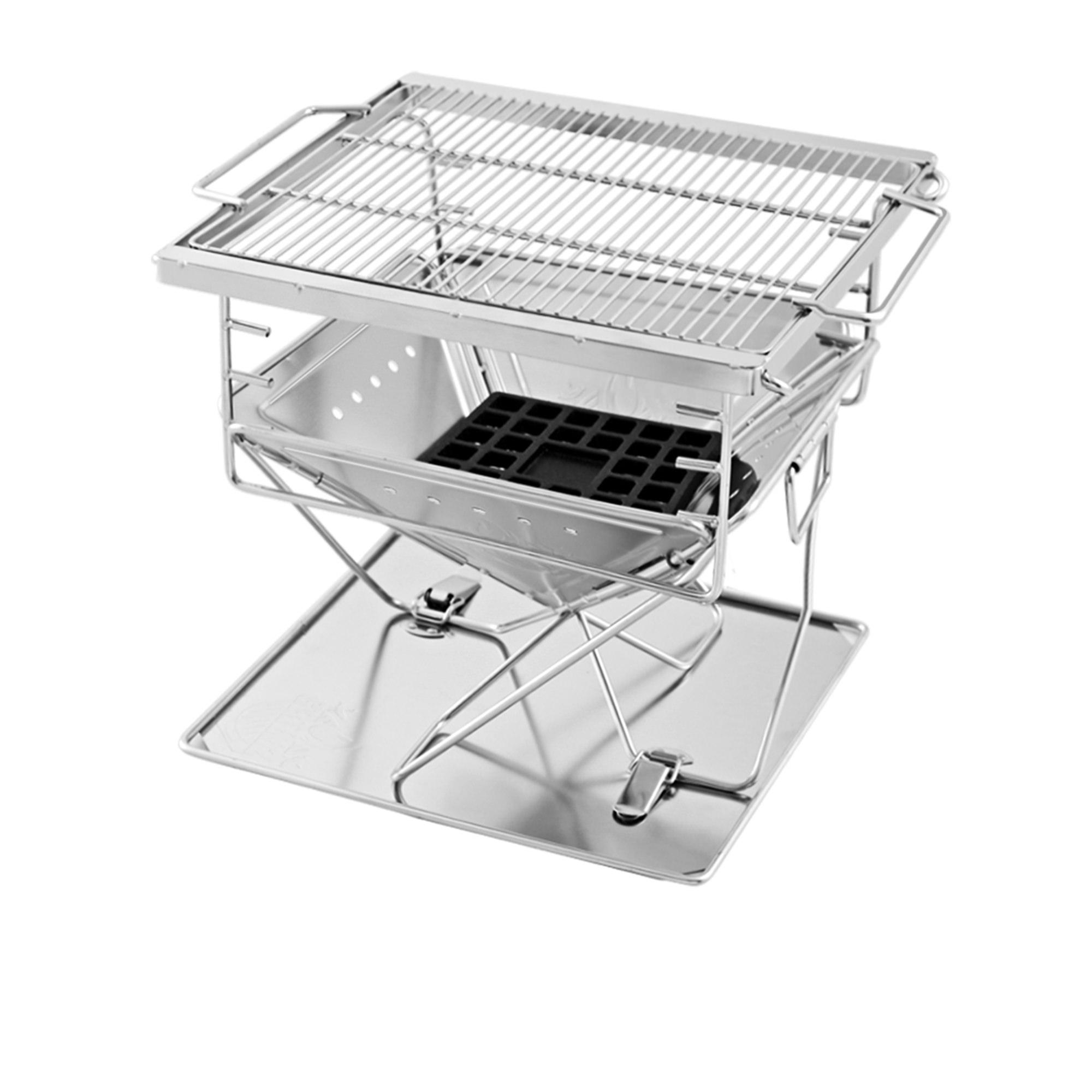 Grillz Stainless Steel Portable Fire Pit and BBQ with Carry Bag Image 1