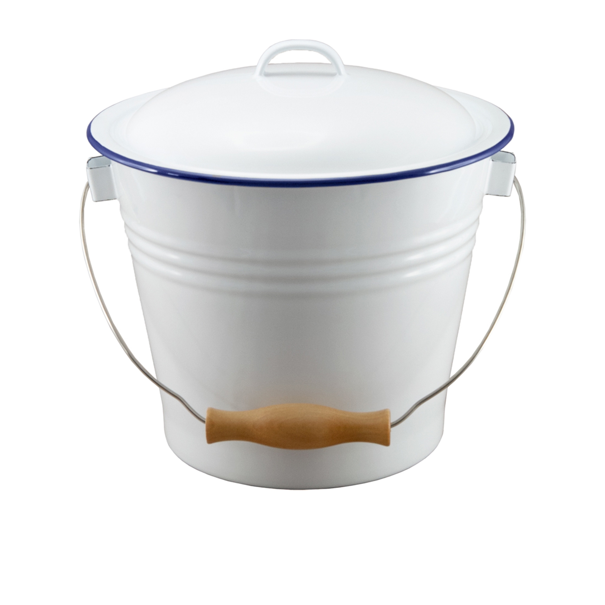 Falcon Enamelware Bucket with Lid 5L White Image 1